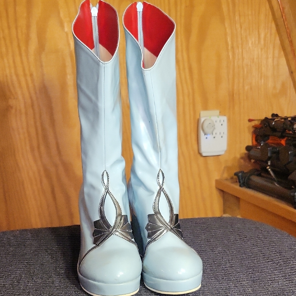 Light Blue Knee-High Weiss Schnee Cosplay Boots